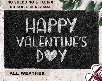 Happy Valentines Day Doormat, Valentines Decor, Valentines Doormat, Valentines Gift,Valentines Welcome Mat Heart Mat Welcome Door mat KVR132
