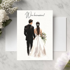 Postkarten " Wir heiraten" / Geschenk für Trauzeugin, Brautjungfer, Schwester, beste Freundin, Eltern, Oma, Mama, Hochzeit