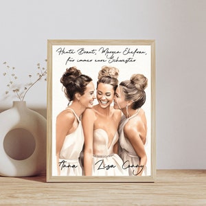 Affiche personnalisée à télécharger "La mariée du jour..." / cadeau pour demoiselle d'honneur, demoiselle d'honneur, soeur, meilleure amie, mariage