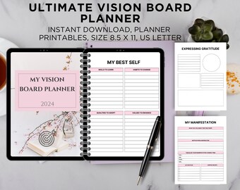 Vision Board Planner, Instant Download Vision Board Planner, Dream Life Planner, Printable Vision Board Planner, Vision and Mission Planner