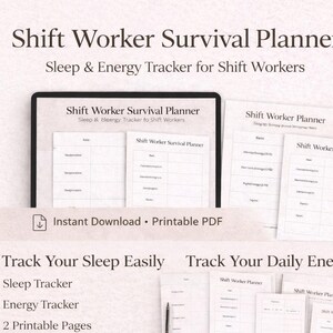 Shift Worker Planner | Sleep Tracker Printable | Night Shift Planner | Energy Tracker PDF | Productivity Planner | Digital Download