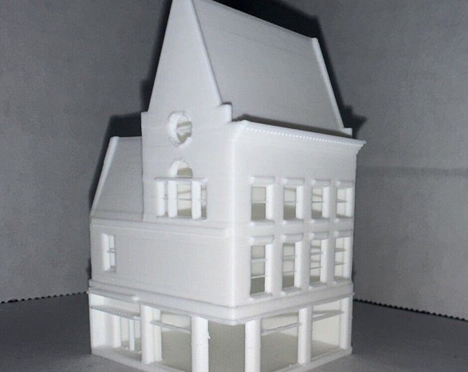Z - Scale Dutch Corner Store High Detail Model White Unpainted Main Street Classic Style Building White 1:220