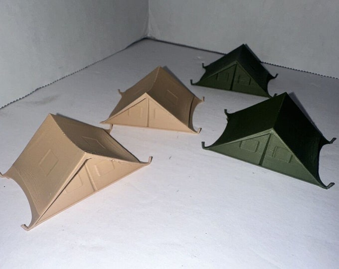 HO Scale Camping Tents 4-Pack Army / Military Colors 1:87 Camp Scenery Diorama Background Building