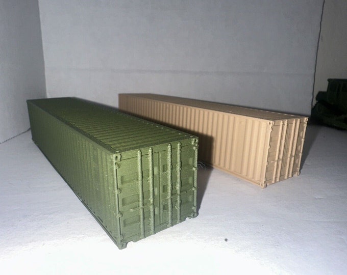 HO Scale Army / Military Shipping Containers 40' High Detail 1:87 (2- pack) Diorama Cargo Crates