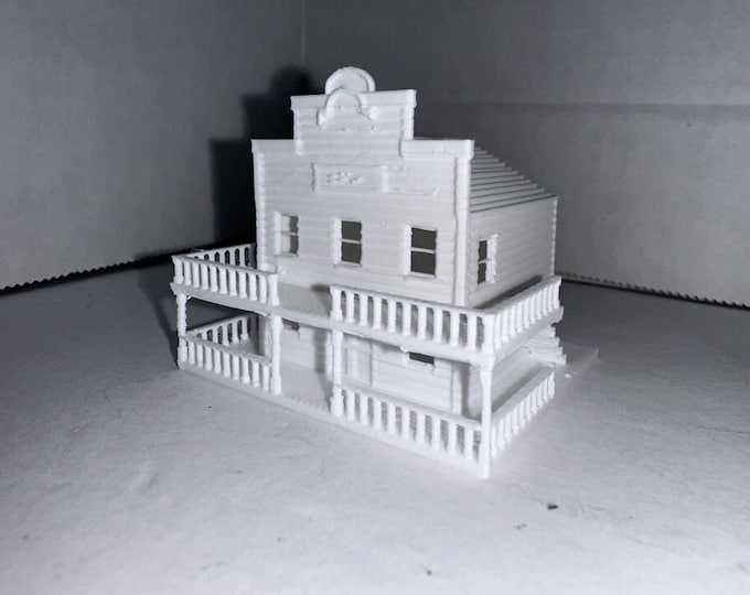 Z Scale Bank / Saloon / General Store - 1:220 Scale Building Train Scenery White Unpainted Main Street
