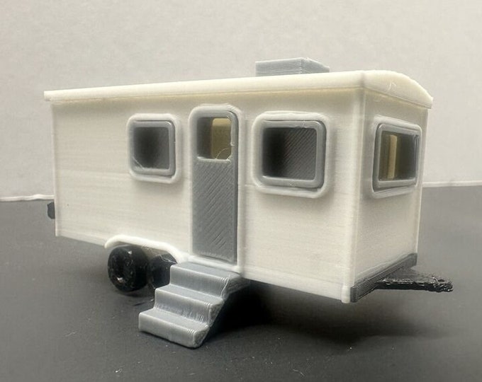 HO - Scale Camper / Camping Trailer Modern RV Winnebago 1:87 Detailed Outdoor Mobile Home Bright White