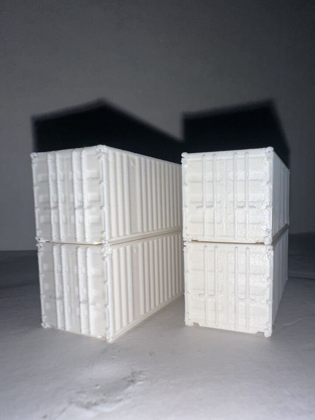 N Scale Shipping Containers (4-pack) High Detail 3D Model 1:160 White ...