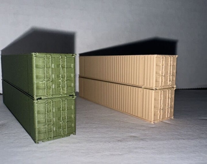 N - Scale Army US Military Shipping Containers High Detail 1:160 40' (4 - pack) Cargo Storage Crates