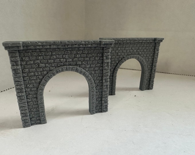 Z - Scale Single Tunnel Portal for 1:220 Train Mountain / Diorama Scene (2-Pack) High Detail Cobblestone Style