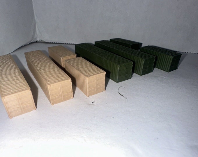Z - Scale Army / Military Shipping Containers 40' Detailed Model 1:220 (8 - Pack) Diorama Cargo Crates