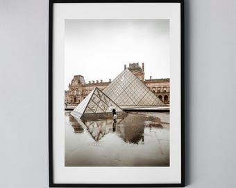 Paris Louvre Pyramid Photography Print: Cityscape Wall Art (Digital Download)