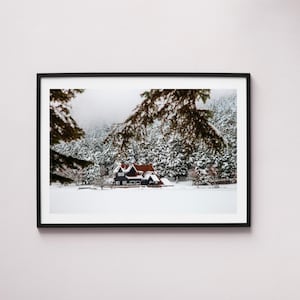 Winter Cabin Photography Print: Snowy Forest Art (Digital Download)