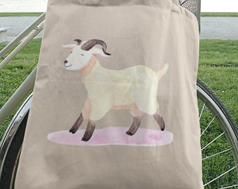 Goat Lover's Cotton Canvas Tote Bag | Unique Animal Print Eco-Friendly Shopper