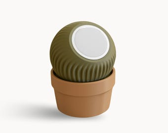 Base de carga MagSafe con forma de cactus giratorio impresa en 3D para teléfono de escritorio