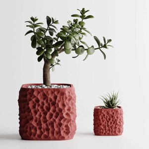 KORY Red Minimalist Indoor Plant Pot for Succulents, Cacti and Flowers | 3D printed sustainable Home and Office Decor Planter