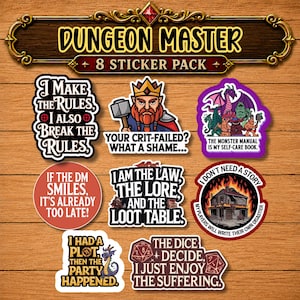 Dungeon Master Gift, DM Gifts, Water-Resistant Vinyl Decals, Dungeon Master Kit, Dungeon Master Notebook, DM Stickers
