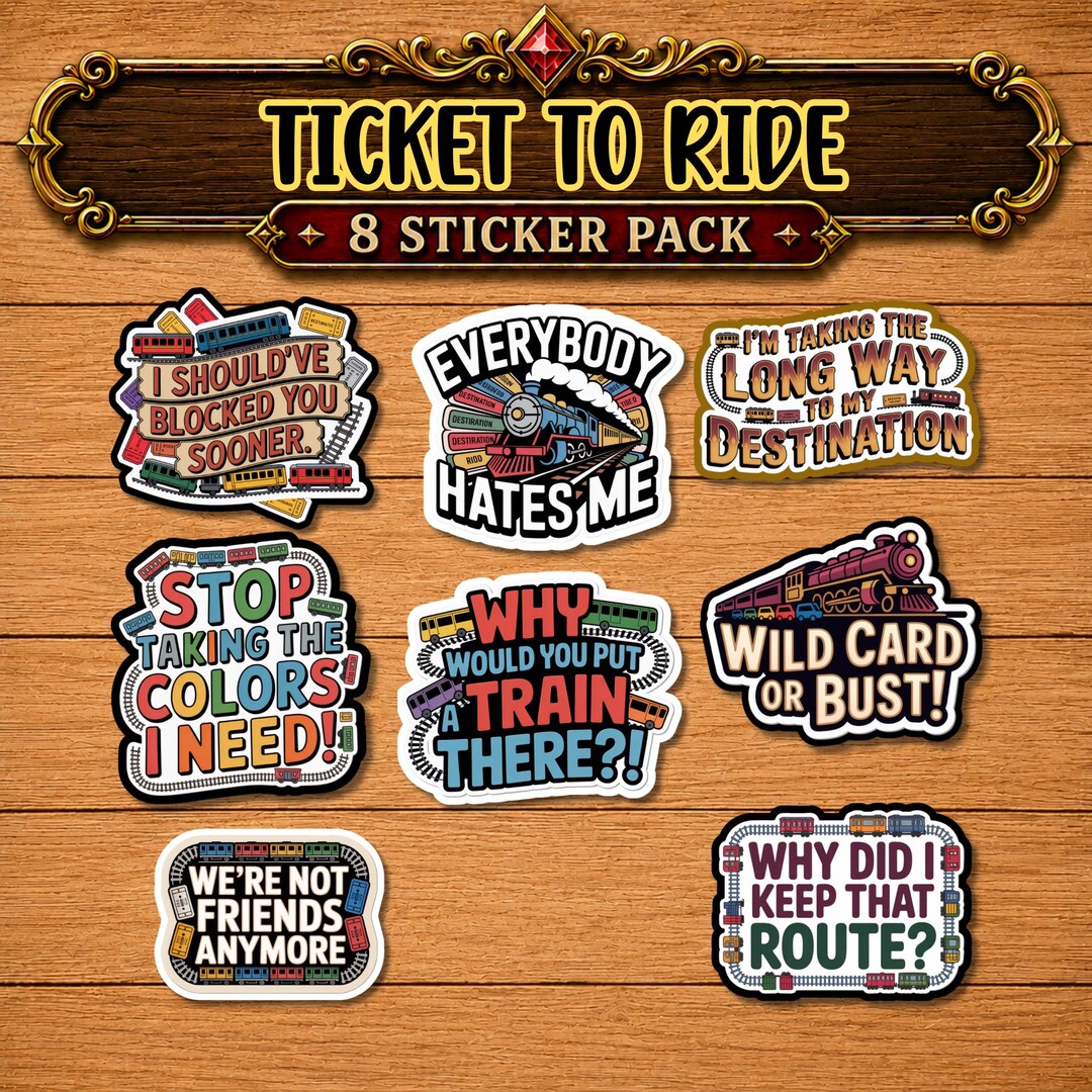 Sticker For Ride Ticket to Ride Inspired Stickers - Water Resistant Vinyl - Set of 9 - Etsy