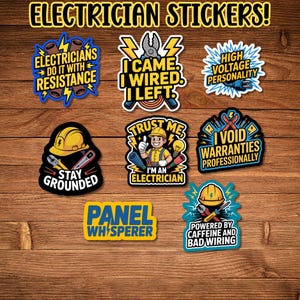 Electrician Stickers - Funny Electrical Worker Decals for Toolbox Laptop Hardhat Gift Electricians Linemen Trades