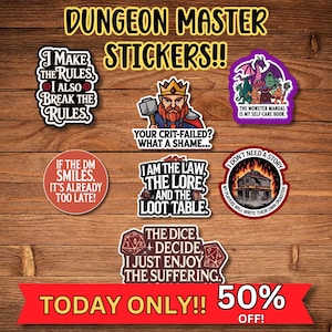Dungeon Master Stickers: Waterproof Vinyl Decals for DnD Fans