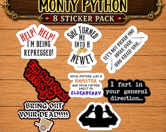 Monty Python Stickers, Monty Python Gift, Water-Resistant Vinyl Decals, Holy Grail, Monty Python Art, Holy Hand Grenade, Black Knight