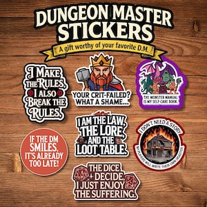 Dungeon Master Gift, Water-Resistant Vinyl Decals, Funny Gift for DMs