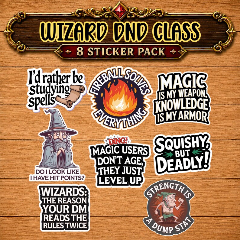 Wizard Stickers, DND Wizard, Water-resistant Vinyl Decals, Wizard Decor ...