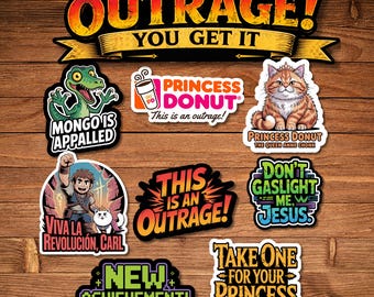 Princess Donut Stickers, Water-Resistant Vinyl Decals, DCC Fandom Pack, Book Lover Gift