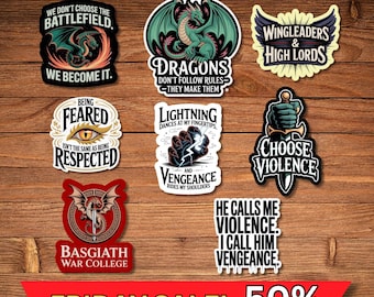 Fourth Wing Sticker Set for Fans of the Book Series, Waterproof Vinyl Stickers, Perfect for Laptops, Water Bottles, and Journals