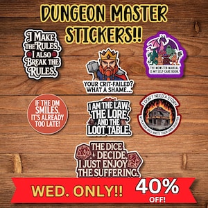 Dungeon Master Stickers: Waterproof Vinyl Decals for DnD Fans