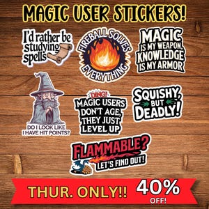 DnD Wizard Stickers For Your Laptop or Water Bottle, DnD Stickers, DnD Merch, DnD Gift, DnD RPG, Gift for DnD