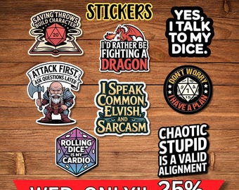 DnD Sticker Set: Dungeons and Dragons Decals for Gamers