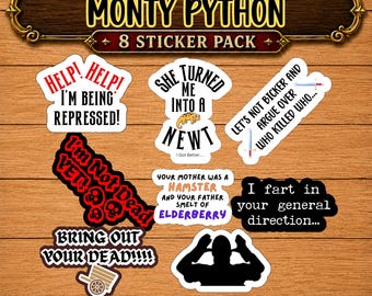 Monty Python Stickers, Monty Python Gift, Water-Resistant Vinyl Decals, Holy Grail, Monty Python Art, Holy Hand Grenade, Black Knight