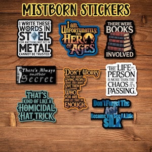 Mistborn Stickers Set Pack for your Laptop or Water Bottle Brandon Sanderson Gift for Book Lovers