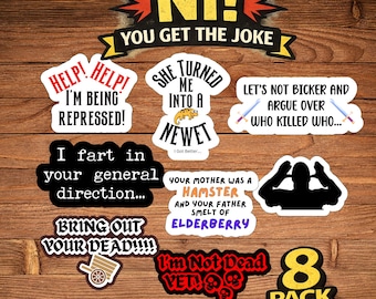 Monty Python Sticker Pack,  Holy Grail Quotes, For Fans Who Get the Joke