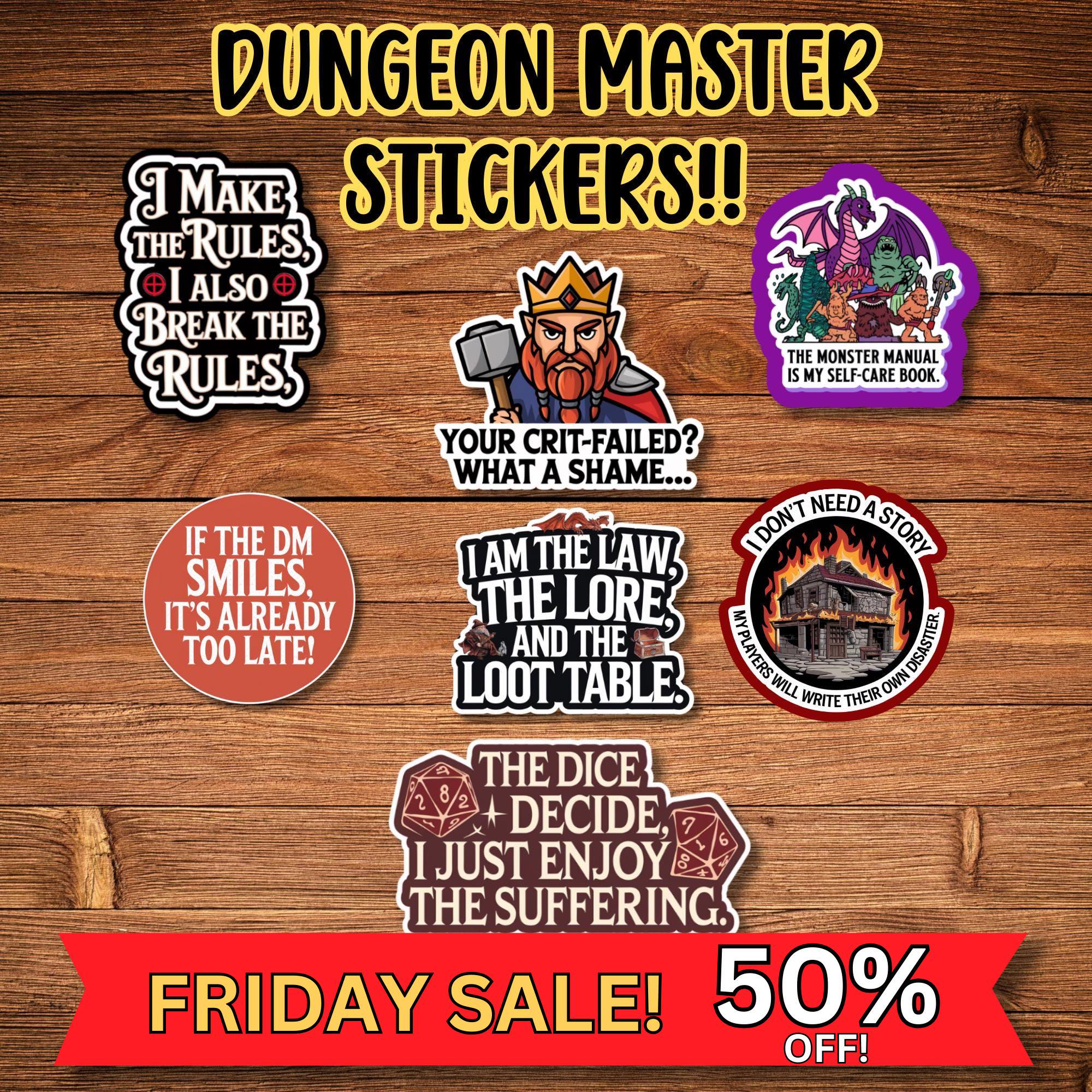 Dungeon Master Stickers For Your Laptop or Water Bottle, Gift for DM, DM Stickers, DnD Merch, DnD Gift, Dungeons and Dragons Gift