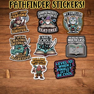 Pathfinder Inspired Stickers - Funny RPG Gamer Decals - Tabletop Fantasy Gift For Dungeon Masters