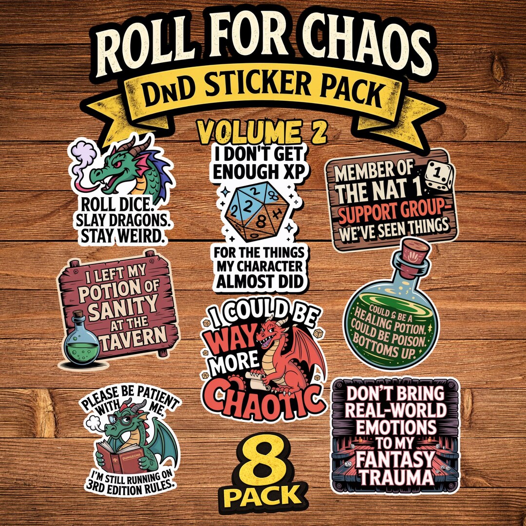 Dnd Stickers Vol. 2, Water-resistant Vinyl Decals, Dungeons Dragons ...