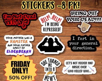 Monty Python Sticker Set of 8 Holy Grail Great For Your Laptop or Water Bottle