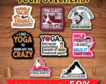 Yoga-Themed Vinyl Sticker Set for Laptops, Water Bottles & Journals | Waterproof - Inspirational Stickers for Yoga Lovers | Zen Inspired