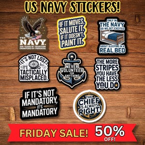 US Navy Sticker Pack: Funny Military Humor, Veteran Gift