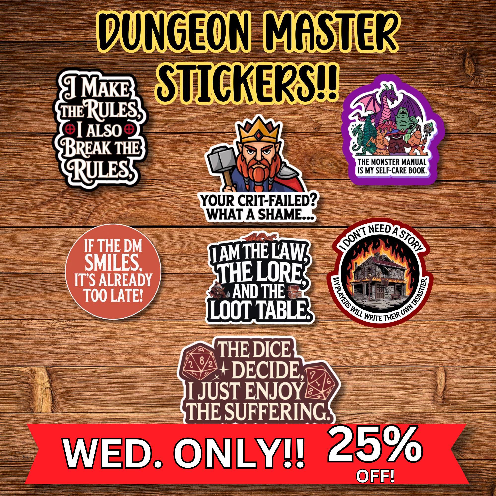 Dungeon Master Stickers: Waterproof Vinyl Decals for DnD Fans