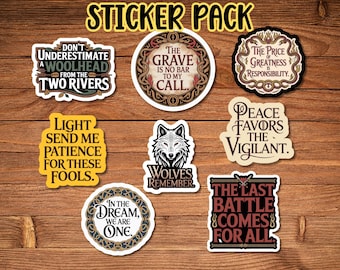 Wheel of Time Inspired Stickers, Warter Resistant Vinyl, Set of 8