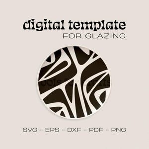 May include: Black and white abstract design digital template for glazing. SVG, EPS, DXF, PDF, PNG files included.