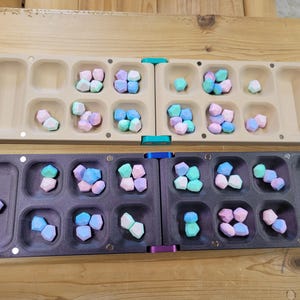 Mancala Set - folding magnetic board and gems image 13
