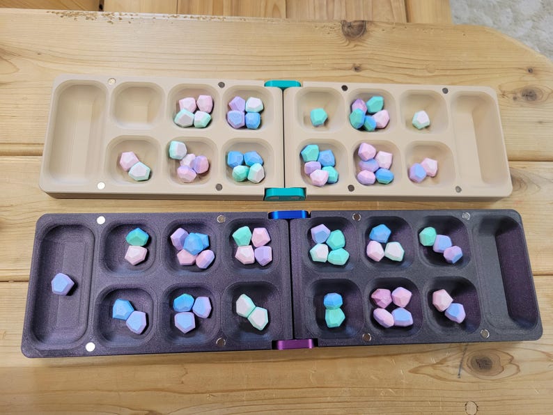 Mancala Set - folding magnetic board and gems image 13