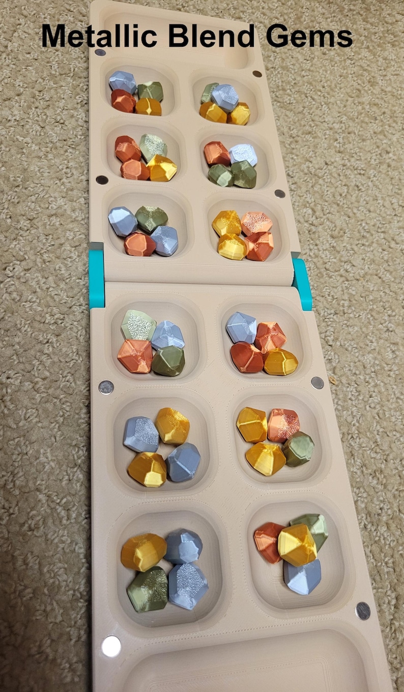 Mancala Set - folding magnetic board and gems image 19