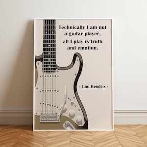 Guitar Quote Poster, Guitarist Inspirational Poster Gift, Guitar Wall Art, Vintage Print, Neutral Colors Music Wall Art, Guitar Home Decor