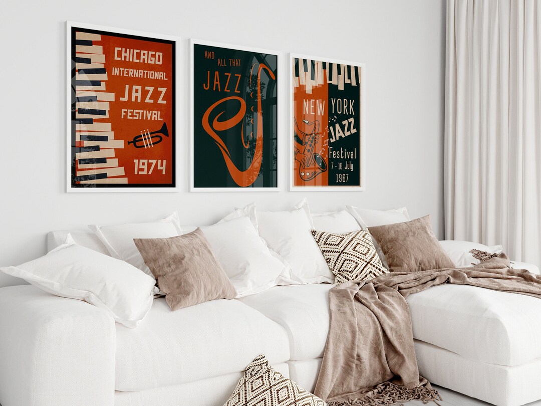Jazz Festival Posters Set of 3, Jazz Prints Bundle, Vintage Music ...