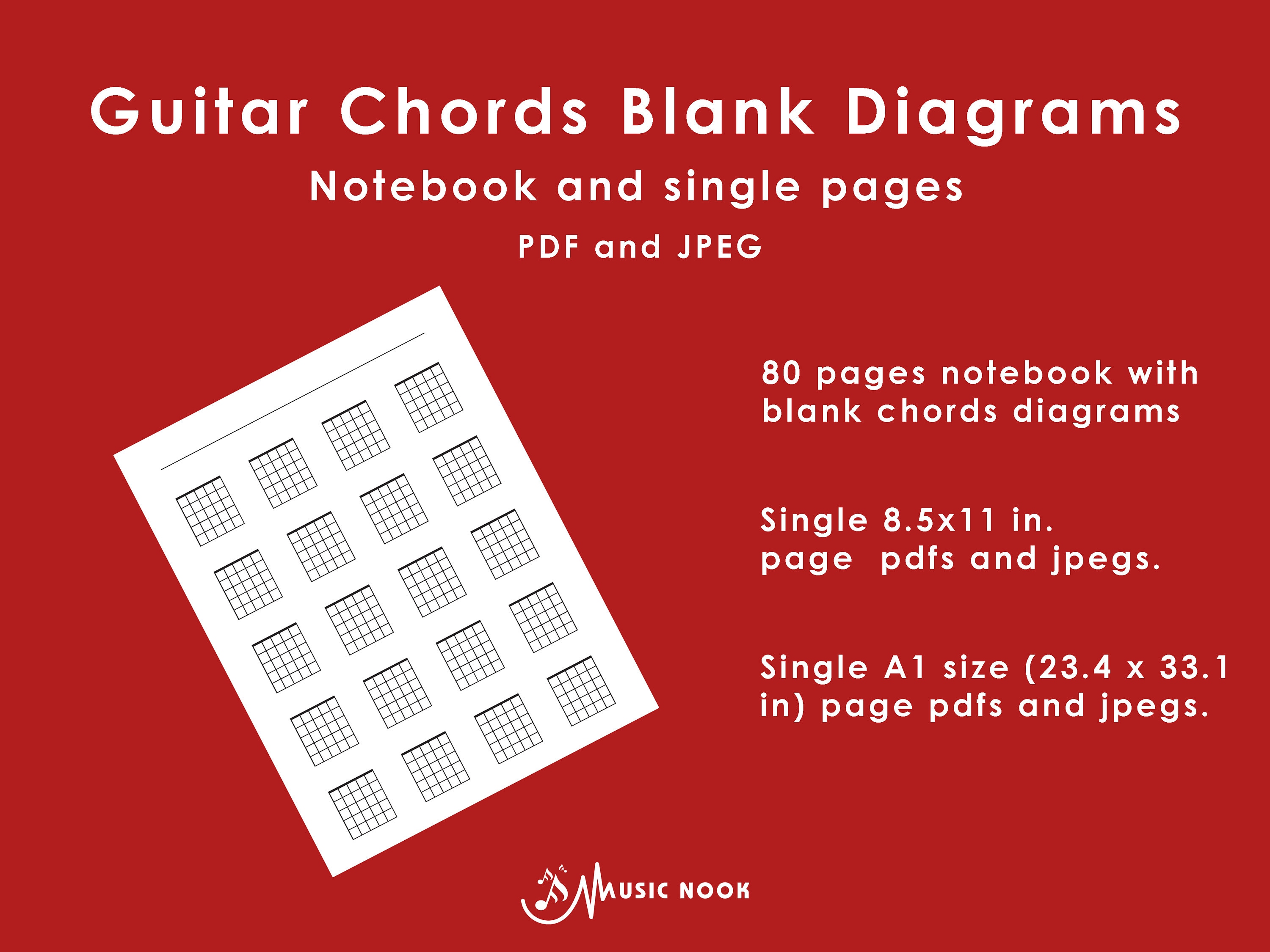Quaderno Per Diagrammi Di Chitarra - 100 Pagine A4 Per Appunti E Accordi - Foto 8