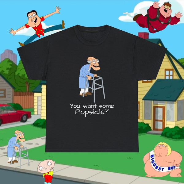 Family Guy t-shirt, Herbert the Pervert, "You want some popsicle?", Funny Quote Tee, 90's Clothing, Cartoon Shirt, Retro Short Sleeves top